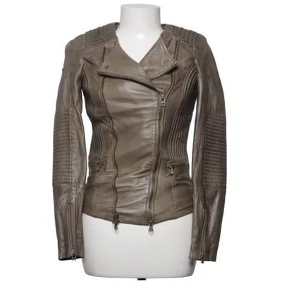 Leren jack (Biker439Long) van Goosecraft Katoen, Leer, Polyester