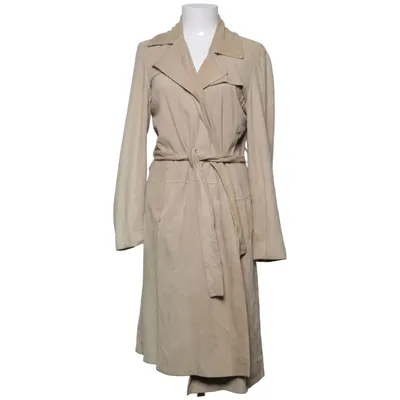 Læderfrakke (Beige) fra Strenesse Acetat, Læder, Polyester