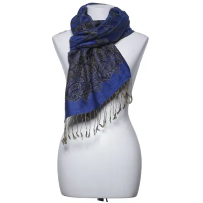 Scarf (Blue, Black) from Pashmina Cashmere, Silk
