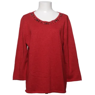 Sweater (Red) from JM Collection Acrylic, Metallic fiber, Polyamide, Polyester