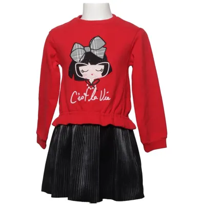 Dress (Red, Black) from Mayoral Cotton, Polyester, Polyurethane