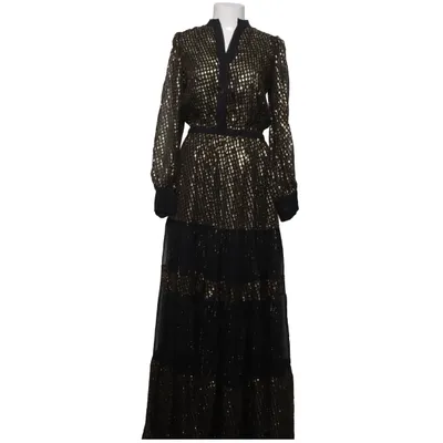 Maxikjole (Sort, Guld) fra Mango Moments Metallfiber, Polyester, Silke