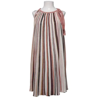 Kjole (Beige, Flerfarvet) fra Lindex Metallfiber, Polyester, Viscose