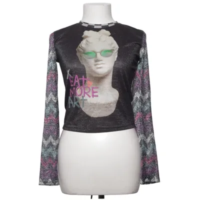 Crop top (Svart, Flerfärgad) från Desigual Elastan, Metallfiber, Polyester