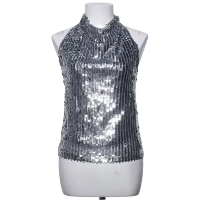 Halter neck top (Silver, Black) from Lumina Elastane, Polyester, Viscose