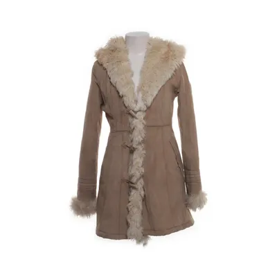 Winter jacket (Beige, White) from Jofama Acrylic, Polyester, Faux fur, Leather