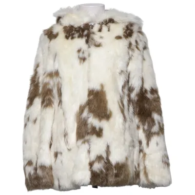 Jacket (White, Brown) from ASOS Acrylic, Polyester