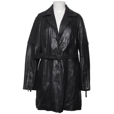 Veste longue en cuir (Noir) de Black Premium