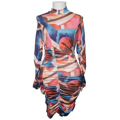 Jurk (Blauw, Bruin, Roze, Oranje, Meerkleurig) Elastaan, Polyester