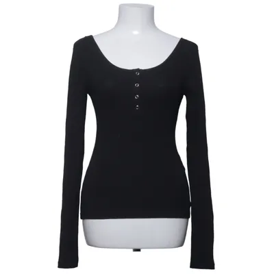 Henley shirt (Black) from Pieces Elastane, Organic cotton