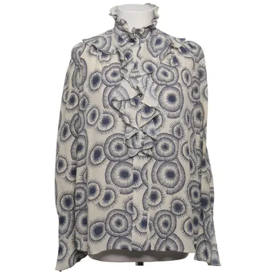 Blouse (Blauw, Beige) van Britt Sisseck Zijde