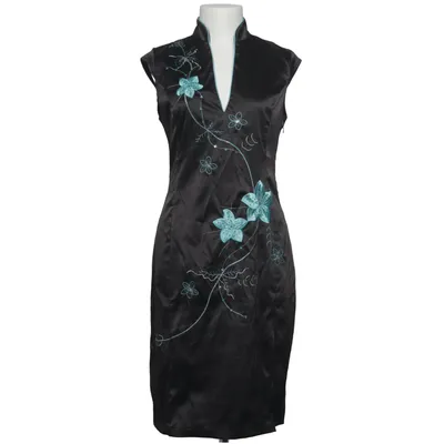 Cheongsam (Schwarz, Türkis) von Jane Norman Elasthan, Polyamid, Polyester