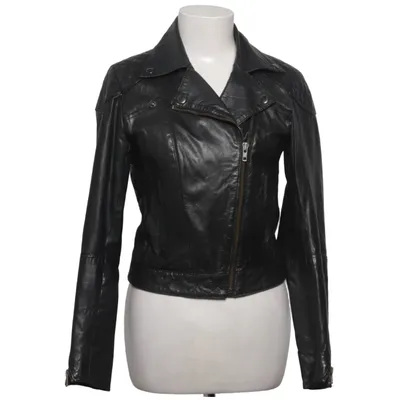 Bikerjack (Zwart) van ASOS Petite Katoen, Leer, Polyester