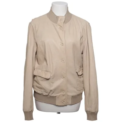 Læderjakke (Beige) Bomuld, Læder, Polyester