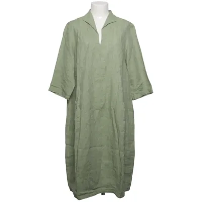 gr nature linen dress GR Nature Green Airina Linen V Neck Dress