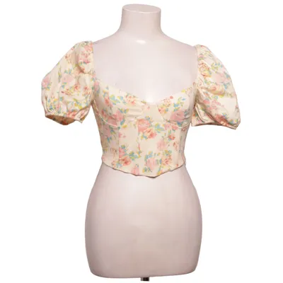 Crop top (Wit, Meerkleurig) van Zara Katoen, Elastaan, Polyamide