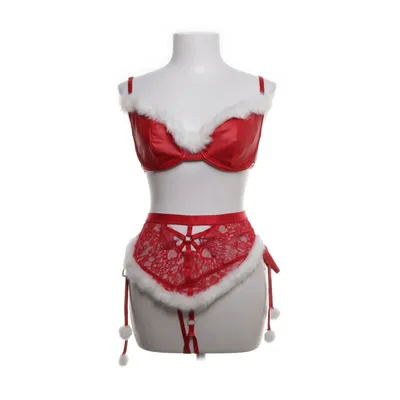 Underwear set (Red, White) from Ann Summers Acrylic, Cotton, Elastane, Polyester, Fur, Polyamide