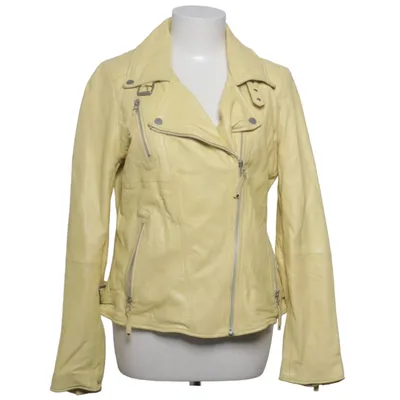 Biker jacket (Yellow) from Freaky Nation Cotton, Leather, Polyester