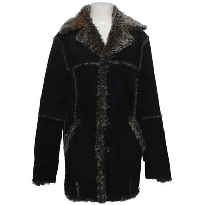 Shearling jas (Zwart) van Alvaro by Hollies Acryl, Leer, Polyester