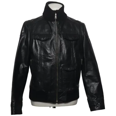 Leren jack (Zwart) van BZR by Bruuns Bazaar Acryl, Leer, Polyester, Wol