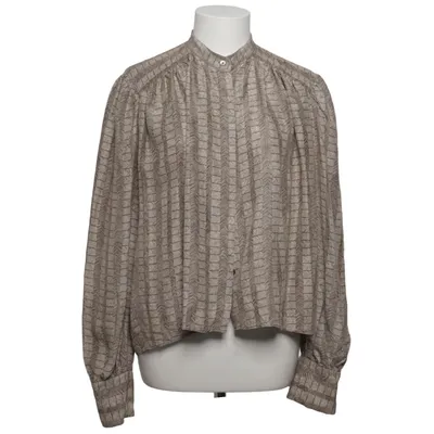 Blouse (Beige, Marron) de Mark Kenly Dominotan Soie