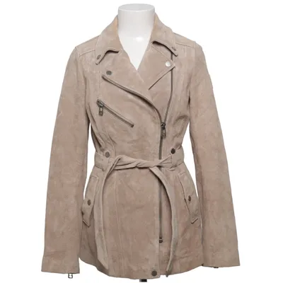 Leren jas (Beige) van Freaky Nation Leer, Polyester