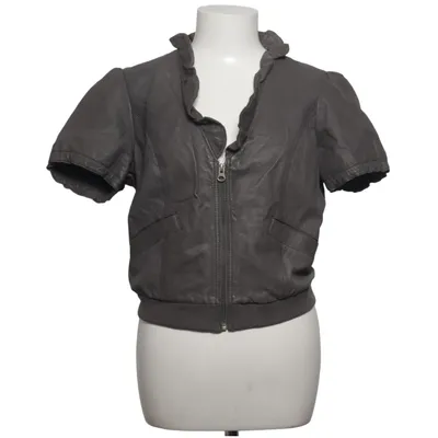 Leather jacket (Gray) from Sandwich Acetate, Cotton, Elastane, Leather, Polyester