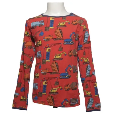 Langærmet t-shirt (Rød, Flerfarvet) fra Småfolk Elastan, Økologisk bomuld