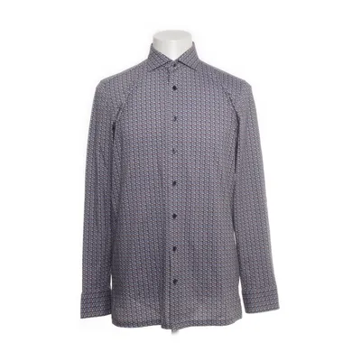 Shirt (Blauw, Geel) van Olymp Katoen, Elastaan