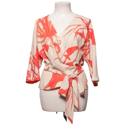 Wikkelblouse (Beige, Rood) van Alba Moda Elastaan, Polyester