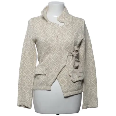 Cardigan cache-cœur (Beige, Blanc) de Lely Wood Acrylique, Coton, Laine