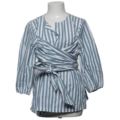 Wrap blouse (Blue, White) from Visual Clothing Project Cotton