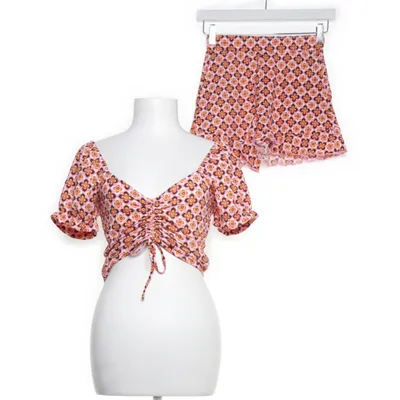 Set (Roze, Oranje) van Amy & Ivy Elastaan, Polyester