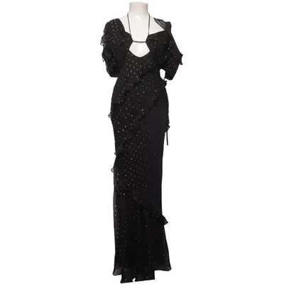 Maxi dress (Black, Gold) from ASOS Design Metallic fiber, Polyester