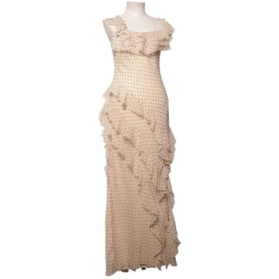Maxi dress (Beige, Black) from Mango Polyester
