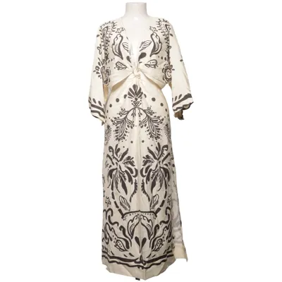 Dress (Beige, Black) from H&M Trend Linen, Lyocell