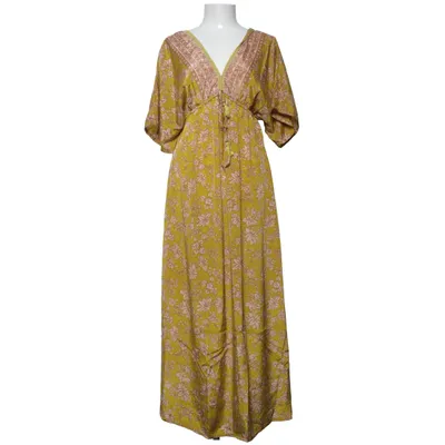 Maxi jurk (Groen, Beige) van B&B Zijde