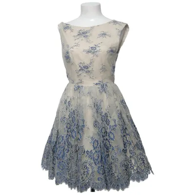 Cocktailkjole (Beige, Blå) fra Alice + Olivia Elastan, Polyamid, Polyester, Silke