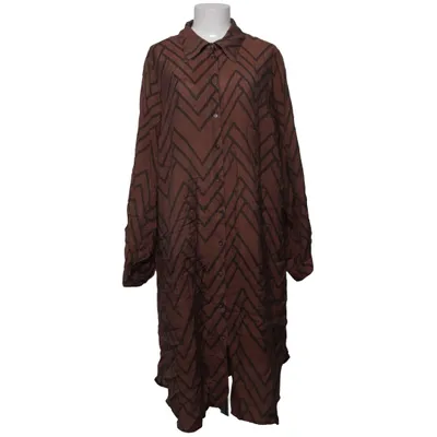 Skjortekjole (Brun, Sort, Flerfarvet) fra ONLY Carmakoma Polyamid, Viscose