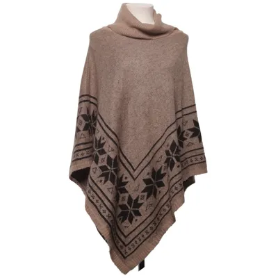 Poncho (Beige, Brown) from Jeans & Clothes Acrylic, Wool