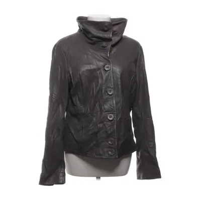 Läderjacka (Grå) från Patrizia Dini Bomull, Skinn, Polyester