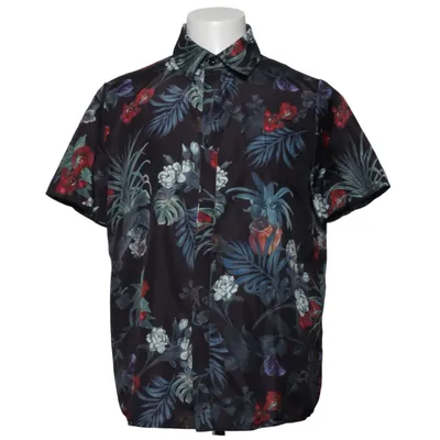 Kortärmad skjorta (Svart, Flerfärgad) Bomull, Polyester