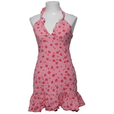 Halternek jurk (Roze, Rood) van Zara Elastaan, Linnen, Viscose