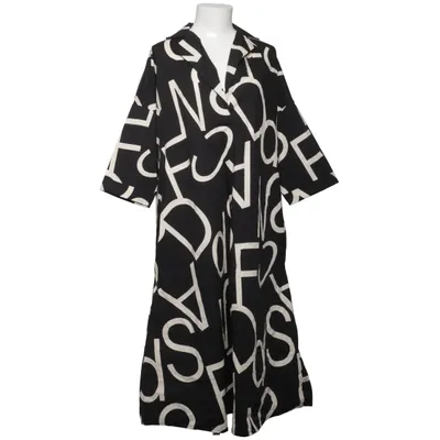 Maxi jurk (Zwart, Wit) van New Collection Katoen, Elastaan