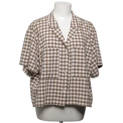 Short sleeve shirt (Brown, White) from Weekday Elastane, Polyester, Viscose