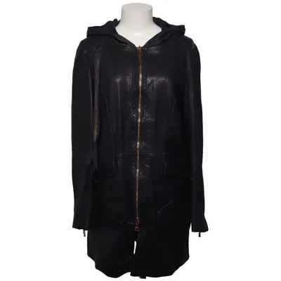 Leather coat (Black) from Freaky Nation Cotton, Leather, Polyamide