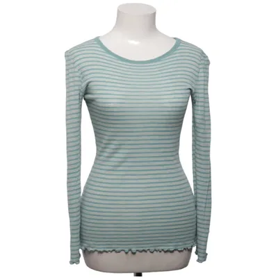 T-shirt à manches longues (Turquoise, Blanc) de Dilling Laine de mouton, Soie