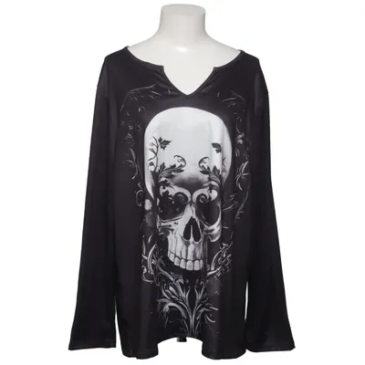 Langærmet t-shirt (Sort, Hvid) Elastan, Polyester