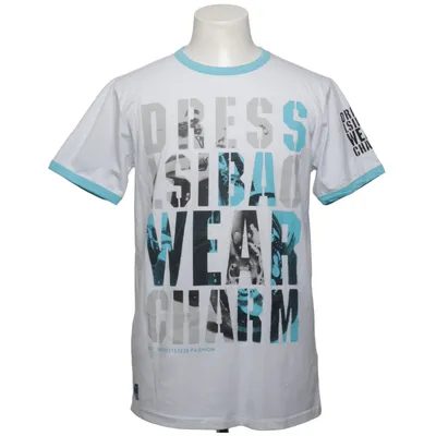 T-shirt (Blanc, Bleu) de SOS Sportswear Coton, Élasthane