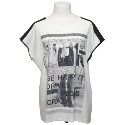 T-shirt (Hvid, Sort) fra Lea H. Elastan, Viscose